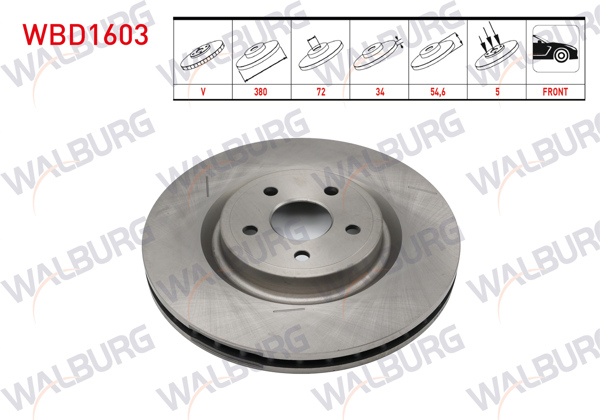 WALBURG WBD1603 | Fren Diski Ön Havalı 5 Bjn 380X34x72x54,6 Jeep Grand Cherokee IV (Wk,Wk2) 3.0 Crd-3.6 V6 2010-| 2 Adet