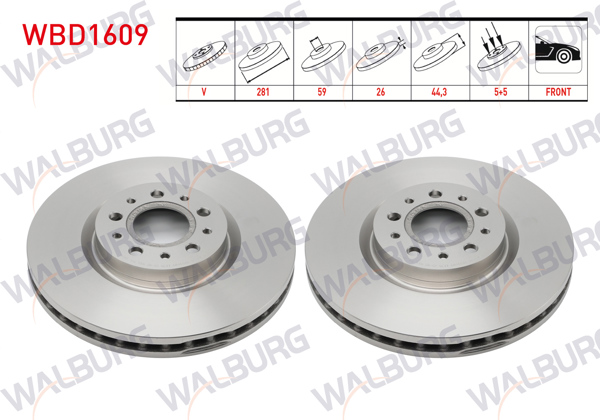 WALBURG WBD1609 | Fren Diski Ön Havalı 5 Bjn 281X26x59x44,3 Fiat Egea Cross Euro 6 2021-| 2 Adet