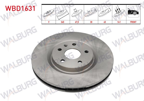 WALBURG WBD1631 | Fren Diski Ön Havalı 5 Bjn 18 Jant 345X30x67,5X45 Opel Insignia B 1.6 CDTI-1.6T-2.0 4X4 Gsı 2017-| 2 Adet