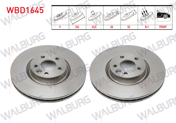 WALBURG WBD1645 | Fren Diski Ön Havalı 5 Bjn 324X28x63.5X52 Volvo Xc60 I 2008-2017 | 2 Adet