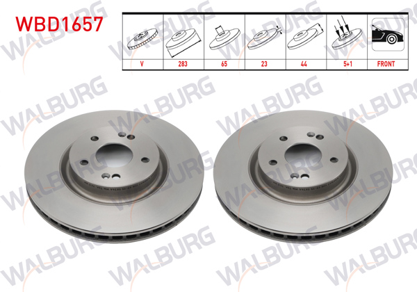 WALBURG WBD1657 | Fren Diski Ön Havalı 5 Bjn 283X23x65x44 Chery Tıggo 7 Pro 2017-/ 8 Pro 2022-/ Omoda 5 2023 / Chance 2010-2014 | 2 Adet