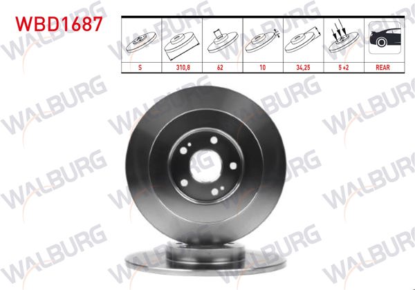 WALBURG WBD1687 | Fren Diski Arka Chery Tıggo 7 Pro 2020 | 2 Adet