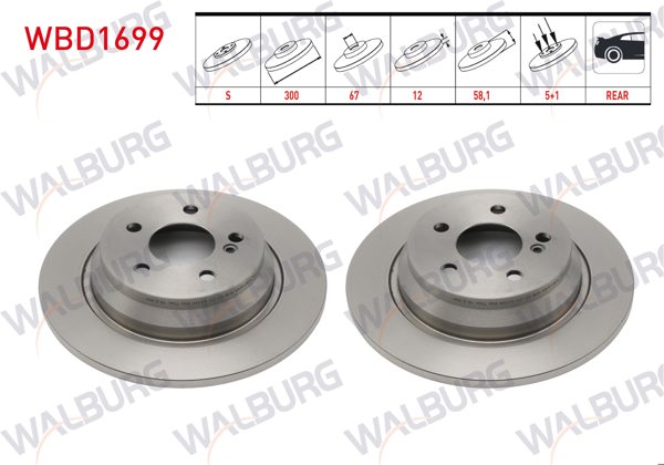 WALBURG WBD1699 | Fren Diski Arka Mercedes-S-Serisi (W221) 2005 / 2013 | 2 Adet