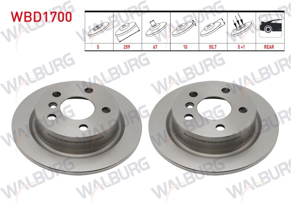 WALBURG WBD1700 | Fren Diski Arka Mini Cooper 2013