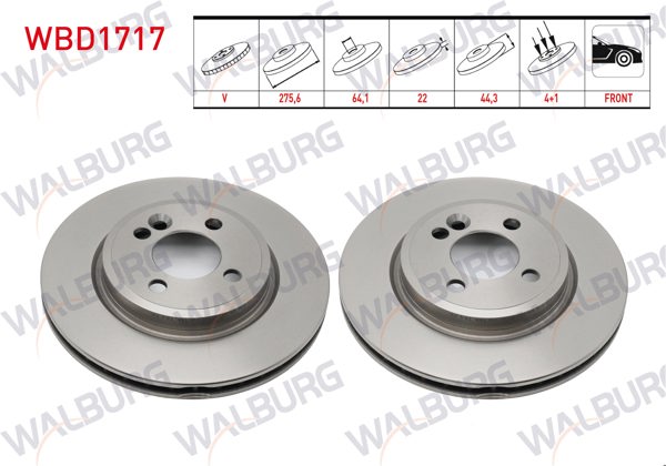 WALBURG WBD1717 | Fren Diski Ön Mini (R50, R53) 2001 / 2006 | 2 Adet