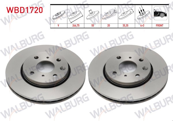 WALBURG WBD1720 | Fren Diski Ön Peugeot 108 2014-| 2 Adet