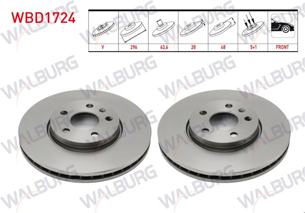 WALBURG WBD1724 | Fren Diski Ön Volvo S60 III (224) 02-19 | 2 Adet