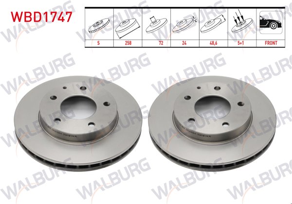 WALBURG WBD1747 | Fren Diski Ön Mazda 626 1991-2002 | 2 Adet