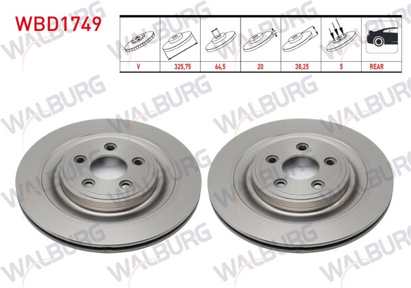 WALBURG WBD1749 | Fren Diski Arka Jaguar Xf 2008-2015 / Xj 2003-2019 / S-Type 2004-2007