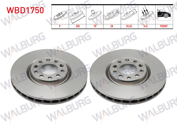 WALBURG WBD1750 | Fren Diski Ön Alfa Romeo Giulietta 2010-2020 | 2 Adet