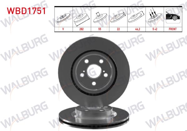 WALBURG WBD1751 | Fren Diski Ön Toyota Yaris 2020-| 2 Adet