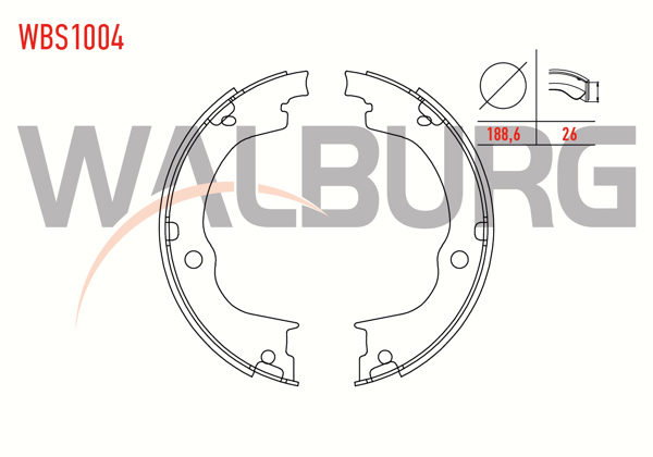 WALBURG WBS1004 | El Fren Balatası Chevrolet Captiva (C100,C140) 2.0 D 188,6X26 mm 2006-/ Captiva (C140) 2.0 D 2012-2014 / Opel Antara 2.0 CDTI 2007 -