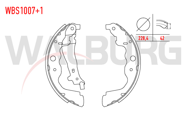 WALBURG WBS1007+1 | Fren Pabuç Balata Arka + 1mm Kalın Clio IV 1.5 DCI Levyelı 228,4X42 mm 2012-/ Captur 1.5 DCI 2013-/ Lodgy 1.5 DCI 2012-/ Duster 1.5 DCI 2012-/ Clio IV 1.2 16V 2012-/ Sandero 1.5 DCI 2008-2013