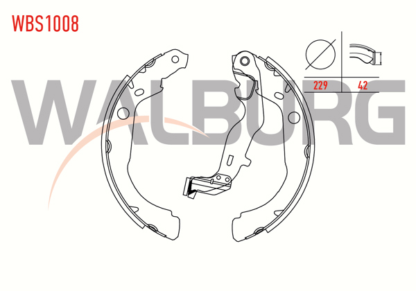 WALBURG WBS1008 | Fren Pabuç Balata Arka Dacia Duster 1.5 DCI Levyelı 229X42 mm 2012-/ Dacia Duster 1.6 16V 2012 -
