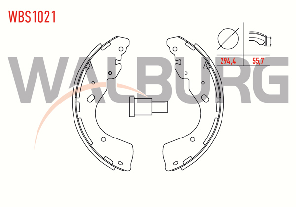 WALBURG WBS1021 | Fren Pabuç Balata Arka 294,4X55,7 Ford Ranger (Et) 2006-2011 / Ranger (Er) 1999-2006 / Ranger (Tke) 2011-/ Nissan Np300 Navara (D40) (D23) 2005 -