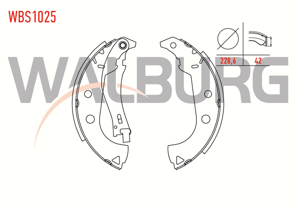 WALBURG WBS1025 | Fren Pabuç Balata Arka Fiat Albea 1.3 Mjt Levyelı 228,6X42 mm 2003-2007