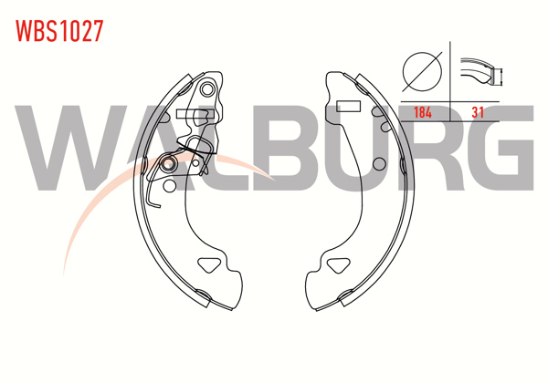 WALBURG WBS1027 | Fren Pabuç Balata Arka Fiat Uno 70 1.4İ Levyelı 184X31 mm 1994-2000