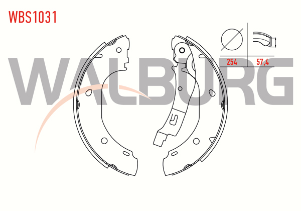 WALBURG WBS1031 | Fren Pabuç Balata Arka Fiat Ducato 2.3 JTD Levyelı 254X57,4 mm 2002-2006 / Ducato 2.8 JTD 2002-2006 / Boxer II 2.2 HDI 2002-2006 / Boxer I 2.5 TDI 1994-2002 / Jumper I 2.5 TDI 1994-2002