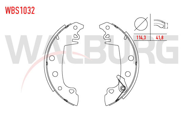WALBURG WBS1032 | Fren Pabuç Balata Arka Fiat 131 Dks 1.6 228,6X42 mm 1979-1993 / Sahın 1.6 1993-2002 / Kartal 1.6 1993-2002 / Dogan 1.6 1993-2002 / Renault R12 1.4 1979-1993