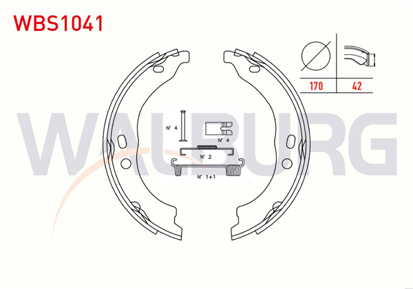 WALBURG WBS1041 | El Fren Balatası Kit 170X42 Fiat Ducato 2.0Jtd-2.3 Mjt 2006-2014 / Peugeot Boxer III 2.2 HDI-2.0 HDI 2006-2014 / Citroen Jumper III 2.0 HDI-2.2 HDI 2006-2014