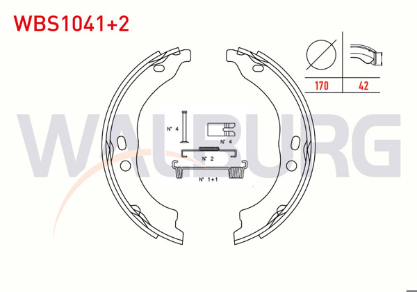 WALBURG WBS1041+2 | El Fren Balatası Kit 170X42 2mm Daha Kalın Fiat Ducato 2.0Jtd-2.3 Mjt 2006-2014 / Peugeot Boxer III 2.2 HDI-2.0 HDI 2006-2014 / Citroen Jumper III 2.0 HDI-2.2 HDI 2006-2014