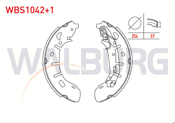 WALBURG WBS1042+1 | Fren Pabuç Balata Arka + 1mm Daha Kalın Fiat Doblo (152,263) 1.6 Mjt Levyelı 254X57 mm 2010-/ Fiat Doblo 1.3 Mjt-1.9 Mjt 2010-/ Doblo Maxı 1.3 Mjt-1.6 Mjt 2010 -