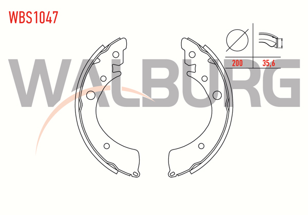 WALBURG WBS1047 | Fren Pabuç Balata Arka Honda Civic VI 1.4İ 200X35,6 mm 1995-2001 / Honda Accord III 1.6 Ls 1985-1989 / Honda Civic VI 1.6İ 1995-2001 / Honda Accord III 2.0İ 16V-1985-1989