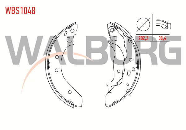 WALBURG WBS1048 | Fren Pabuç Balata Arka Honda Civic VI 1.4İ Levyelı 202,2X38,4 mm 1995-2001 / Civic VI 1.6 Ivtec 1995-2001 / Rover 200 1.4İ 1995-2000 / 200 1.4İ 1995-2000 / 400 414 Sı 1.4İ 1995-2000 / 25 1.6 16V 1999-2005