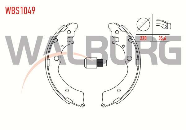 WALBURG WBS1049 | Fren Pabuç Balata Arka Honda Accord V (Cc7,Cd) 2.2İ 220X35,6 mm 1993-1997 / Accord IV (Cb) 2.0İ 16V-2.2İ 16V 1990-1993 / CRV I 2.0İ 16V 1995-2002 / Suzuki Jımny (Fj) 1.3İ 16V 1998-/ Carry (Fd) 1.3 1999 -