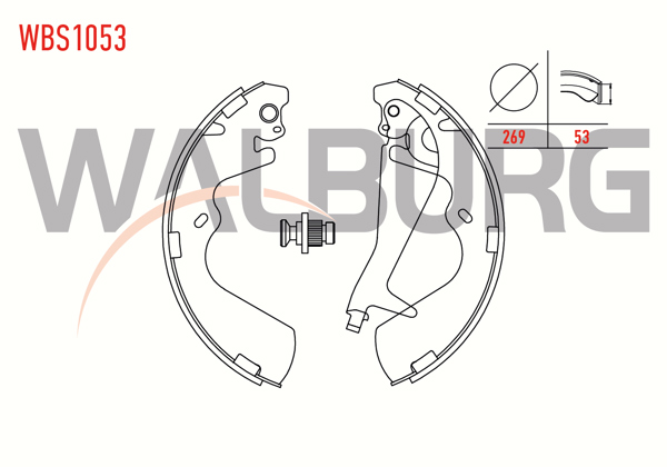 WALBURG WBS1053 | Fren Pabuç Balata Arka Hyundai Starex 2.5 CRDI Levyelı 269X53 mm 1997-2007 / Hyundai Starex 2.4İ 1997-2007 / Hyundai Starex 2.5 TD 1997-2007