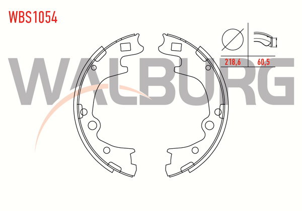 WALBURG WBS1054 | Fren Pabuç Balata Arka Hyundai Starex 2.5 CRDI 218,6X60,5 mm 1997-2007 / Hyundai Starex 2.4İ 1997-2007 / Hyundai Starex 2.5 TD 1997-2007