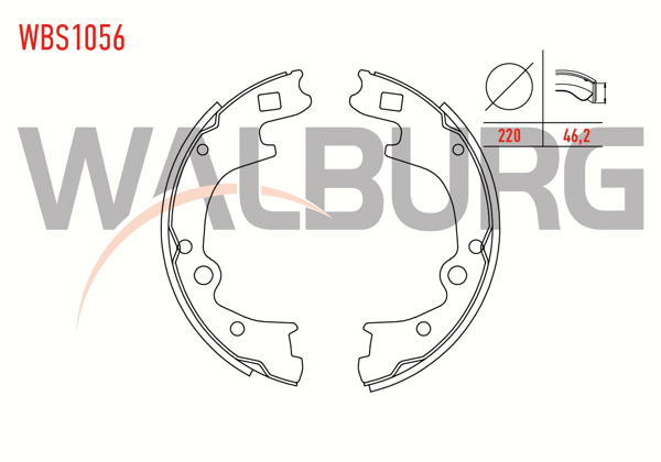 WALBURG WBS1056 | Fren Pabuç Balata Arka Hyundai H100 2.5 D Kamyonet 220X46,2 mm 1993-2004