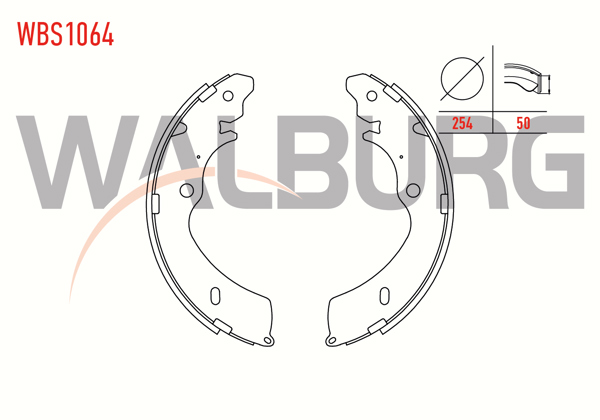 WALBURG WBS1064 | Fren Pabuç Balata Arka Isuzu D-Max (8Dh) 2.5 D 4X2 254X50 mm 2002-2012