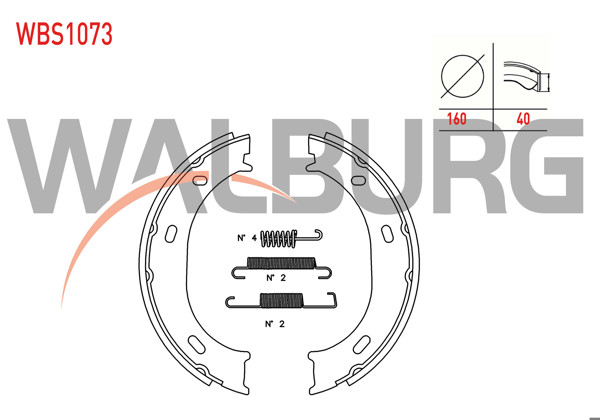 WALBURG WBS1073 | El Fren Balatası Aksesuarlı Sprinter 2T 208 D 160X40 mm 1995-2006 / Sprinter 3T 310 D-1995-2006 / Lt 28-46 II 2.5 TDI-1996-2006 / Sprinter 3T 308 D-1995-2006 / Sprinter 3T 312 D-1995-2006