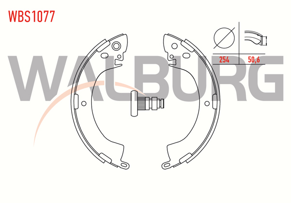 WALBURG WBS1077 | Fren Pabuç Balata Arka Mitsubishi L 200 (K7t,K6t) 2.5 D 254X50,6 mm 1996-2007 / Mitsubishi L300 (P0w,P1w) 2.5 D / Mitsubishi L 200 (K7t,K6t) 2.0 1996-2007 / Mitsubishi L 200 (K7t,K6t) 2.5 TD 1996-2007