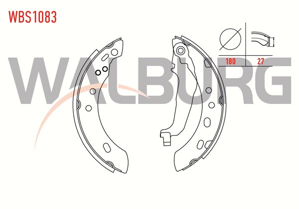 WALBURG WBS1083 | Fren Pabuç Balata Arka Nissan Micra (K11) 1.3İ 16V Levyelı 180X27 mm 1992-2003 / Nissan Micra (K11) 1.4İ 16V 1992-2003 / Nissan Micra (K11) 1.5 D 1992-2003 / Nissan Micra (K11) 1.0İ 16V 1992-2003