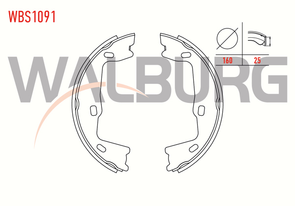 WALBURG WBS1091 | El Fren Balatası Opel Vectra B 1.6İ 160X25 mm 1995-2003 / Astra G (F69) 1.6 16V 1998-2005 / Vectra B 1.8İ 16V 1995-2003 / Vectra A 1.6 1988-1995 / Vectra B 2.0İ 1995-2003 / Vectra A 2.0 1988-1995