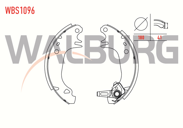 WALBURG WBS1096 | Fren Pabuç Balata Arka 180X41 mm Renault R9 1.4 1985-2000 / R11 1.4-1.6-1.7 1983-1995