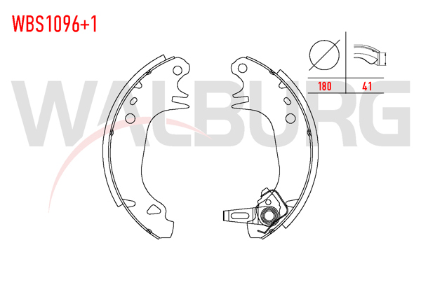 WALBURG WBS1096+1 | Fren Pabuç Balata Arka + 1mm Daha Kalın Renault R9 (L42) 1.4 180X41 mm 1985-2000 / R11 (B / C37) 1.4 1983-1995 / R11 (B / C37) 1.6 1983-1995 / R11 (B / C37) 1.7 1983-1995