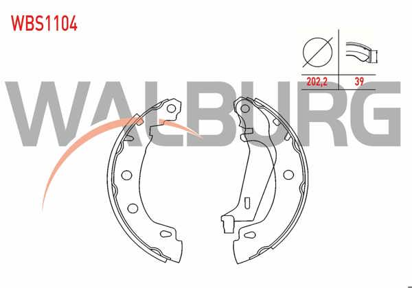 WALBURG WBS1104 | Fren Pabuç Balata Arka Levyelı 202,2X39 mm Renault Megane 1.4İ 16V-1.6İ 16V-1.9 D 1996-2003