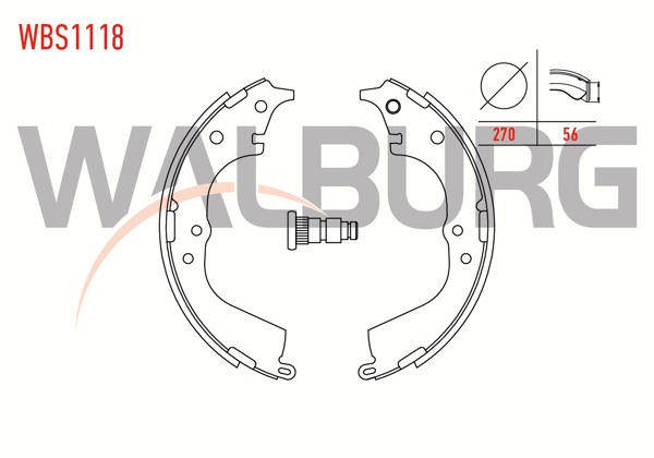 WALBURG WBS1118 | Fren Pabuç Balata Arka Toyota Hı-Lux Pick Up (_N_) 2.4 D 270X56 mm 1983-2005 / Toyota Hiace IV (_H1_,_H2_) 2.4 TD 1996-2006 / Toyota Hiace IV (_H1_,_H2_) 2.5 D4d 1996-2006
