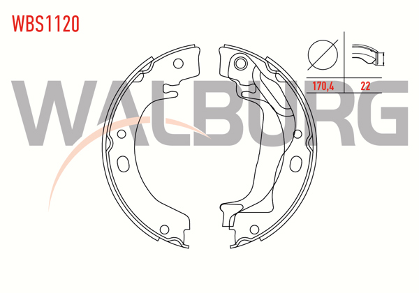 WALBURG WBS1120 | El Fren Balatası Toyota Corolla (_E12_) 1.4 Vvt-I Levyelı 172X22 mm 2002-2007 / Corolla (_E12_) 1.6 Vvt-I 2002-2007