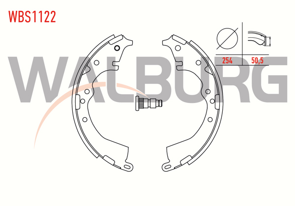 WALBURG WBS1122 | Fren Pabuç Balata Arka Toyota Hı-Lux Pick Up (Tgn1_, Ggn2_, Ggn1_, Kun2_, Kun1_) 2.5 D-4D 4X2 254X50,5 mm 2005-/ Toyota Hilux (_N_) 2.5 D4d 1983-2005