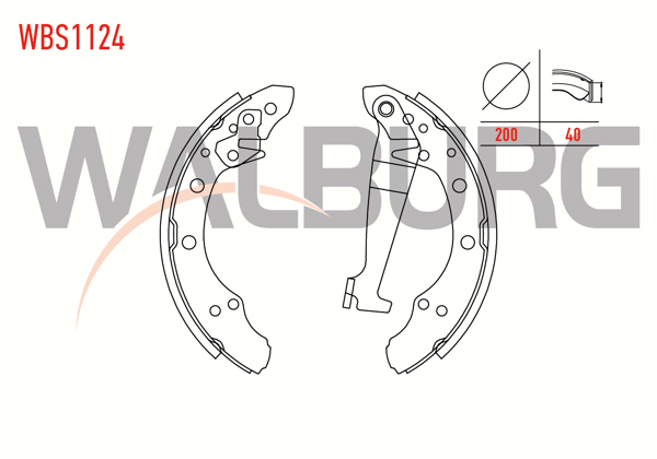 WALBURG WBS1124 | Fren Pabuç Balata Arka Golf III 1.6İ Levyelı 200X40 mm 1991-1999 / Golf III 1.9 TD-1991-1999 / Fabia 1.4 TDI-1999-2007 / Fabia II 1.4 TDI-2006-2015 / Favorit Pick Up 1.3 1992-1997