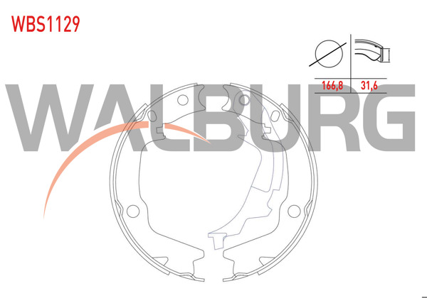 WALBURG WBS1129 | El Fren Balatası Levyelı 166,8X31,6mm Hyundai Getz (Tb) 1.4İ-1.5 CRDI 2002-2008 / Sonata III 2.5 V6 24V 1998-2001 / Sonata IV 2.0İ 2001-2004 / Kia Magentis (Gd) 2.0İ 16V 2001-2005 / Soul (Am) 1.6 CRDI 2009 -