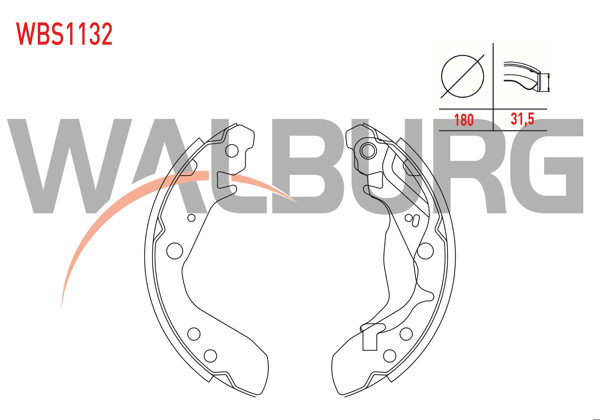 WALBURG WBS1132 | Fren Pabuç Balata Arka Honda Jazz II (Gd) 1.4İ 180X31,5 mm 2002-2008