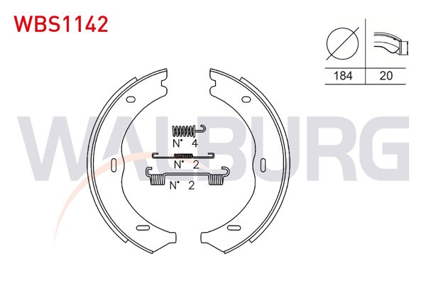 WALBURG WBS1142 | El Fren Balata Arka Aksesuarlı 184X20 Mercedes Vito (W639) 109-110-111-113-115-116 CDI 2003-2014 / Vito (W447) 109-111-114-116-119 CDI 2014-/ Viano (W639) 2.0-2.2 CDI 2003-2014