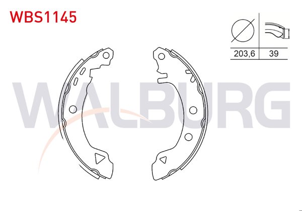 WALBURG WBS1145 | Fren Pabuç Balata Arka 203,6X39 Fiat Marea (185) 1.6İ 16V-1.9 JTD-2.0İ 1996-2007 / Bravo (182) 1.4-1.6 16V 1995-2004 / Brava (182) 1.6 16V 1995-2002