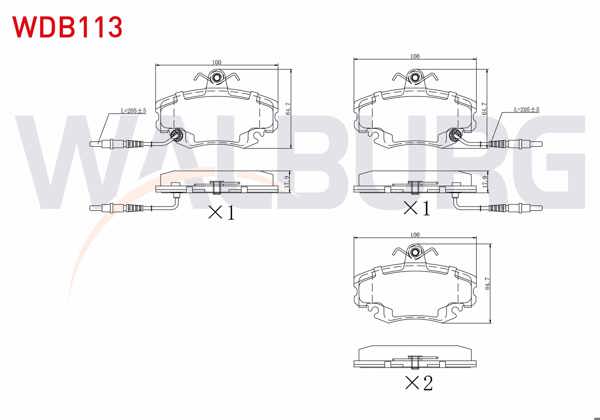 WALBURG WDB113 | Fren Balata Ön Fişli Renault Clio Symbol 1.5 DCI 1998-2005 / 1.2 1998-2005 / Clio II 1.2 1998-2005 / Thalia (Lb0 / 1 / 2) 1.5 DCI 1998-2008 / Dacia Logan 1.5 DCI 2004-2012 / Sandero 1.4İ 2008-2013