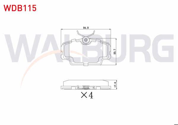 WALBURG WDB115 | Fren Balata Ön Mercedes 190 (W201) 2.0 1982-1993 / 2.5 1982-1993 / D 2.5 1982-1993 / BMW 3 Serisi (E30) 316 İ 1982-1992 / 315 1982-1992 / 320 D 1982-1992 / 318 İ 1982-1992 / 323 İ 1982-1992